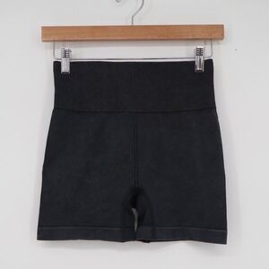 ITZON Womens Black High Waisted Ribbed Seamless Biker Shorts Size S